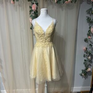 Elegant Yellow Lace Dress